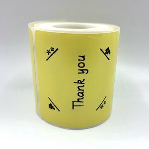 100 Yellow Thank You Stickers Roll